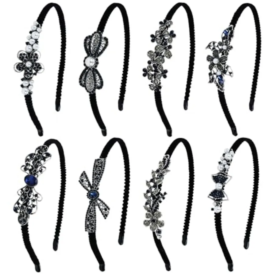 8 Pack Rhinestone Flower Butterfly Bowknot Crown Rhinestone Jeweled Sparkly Black Metal Headbands Velvet Covered Thin Hair Band
8 Pack Rhinestone Flower Butterfly Bowknot Crown Rhinestone Jeweled Sparkly Black Metal Headbands Velvet Covered Thin Hair Band