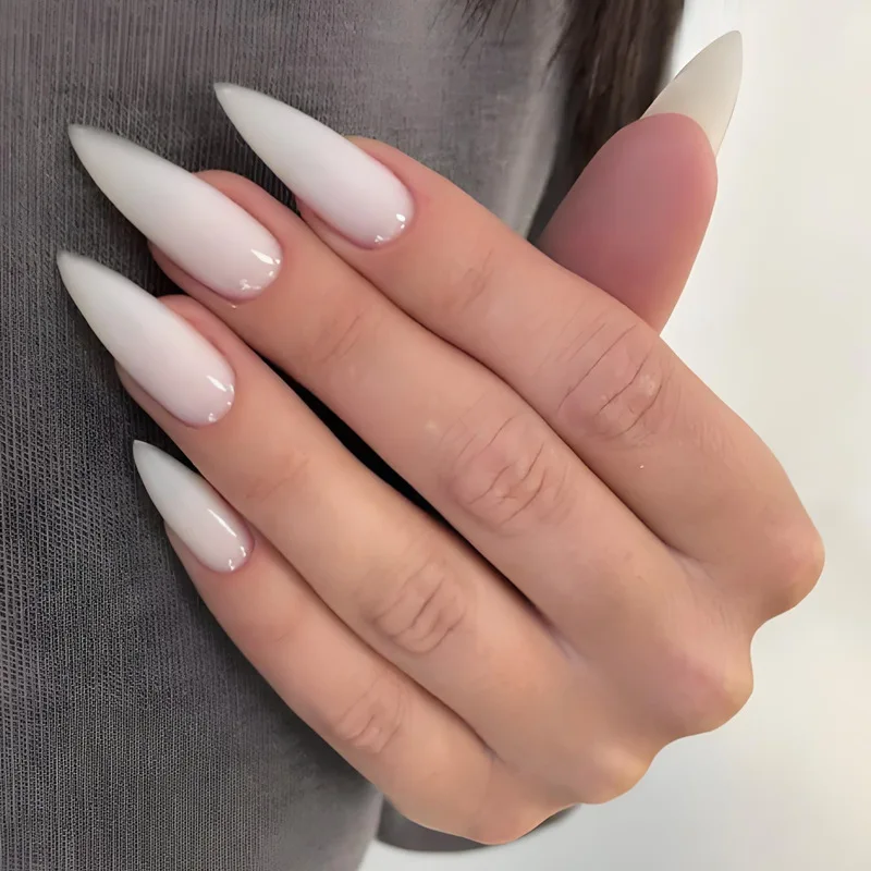 24Pcs Long Pointed Fake Nails Milky white Press on Nail for Women&Girl Removable Wearable Nail Daily Wear False Nail Art
24Pcs Long Pointed Fake Nails Milky white Press on Nail for Women&Girl Removable Wearable Nail Daily Wear False Nail Art