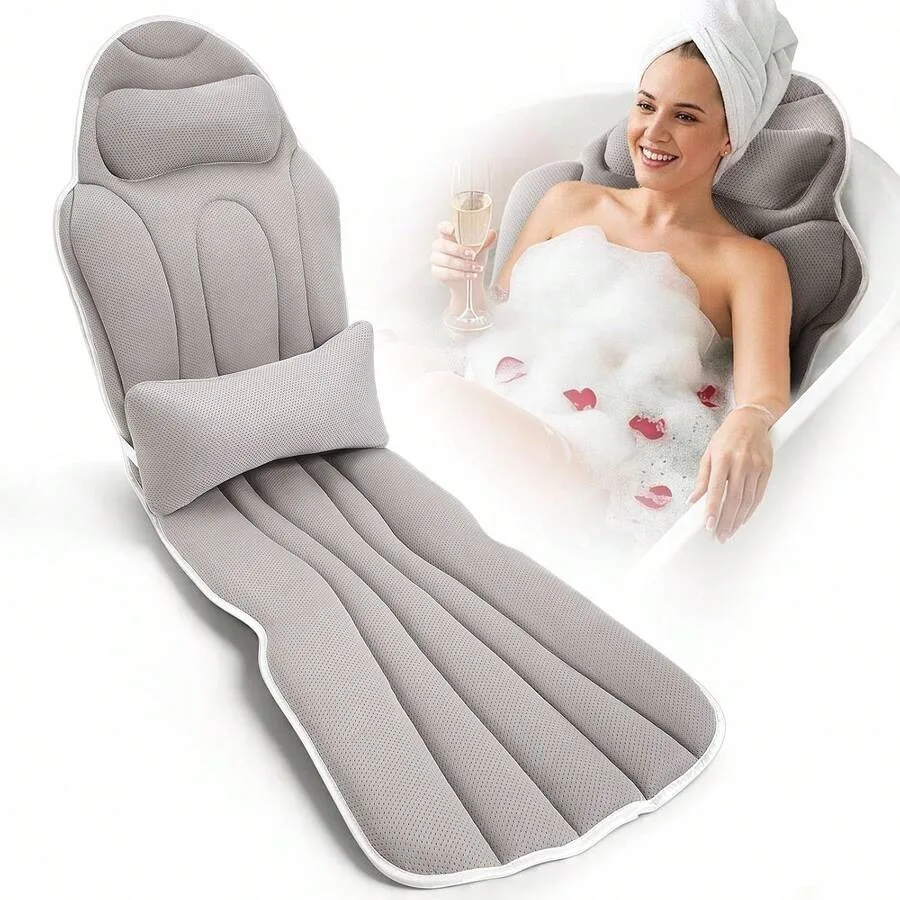Full Body Bath Pillow Bathtub, Thick 5D Mesh Luxury Spa Tub Cushion With Adjustable Lumbar Support, Long Bathtub Pillow And Nec
Full Body Bath Pillow Bathtub, Thick 5D Mesh Luxury Spa Tub Cushion With Adjustable Lumbar Support, Long Bathtub Pillow And Nec
