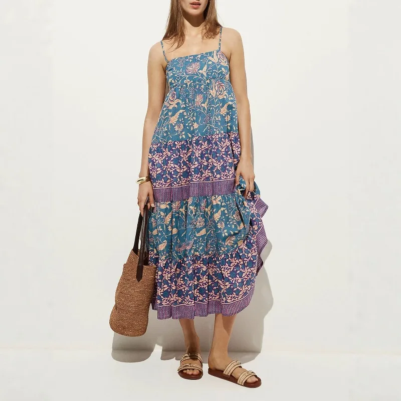 Summer New Women's Floral Print Spaghetti Strap Tiered Midi Dress Boho Loose Fit Vacation Dress Sleeveless Casual Long Dress
Summer New Women's Floral Print Spaghetti Strap Tiered Midi Dress Boho Loose Fit Vacation Dress Sleeveless Casual Long Dress