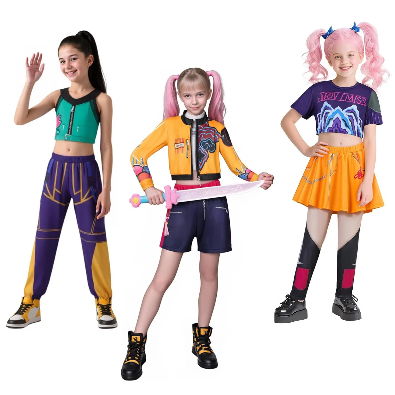 Kpop Anime Uniform Mira Zoey Rumi Hunters Cosplay Costume Girls Top With Pants For Kids Birthday Party Demon Halloween Outfit
Kpop Anime Uniform Mira Zoey Rumi Hunters Cosplay Costume Girls Top With Pants For Kids Birthday Party Demon Halloween Outfit