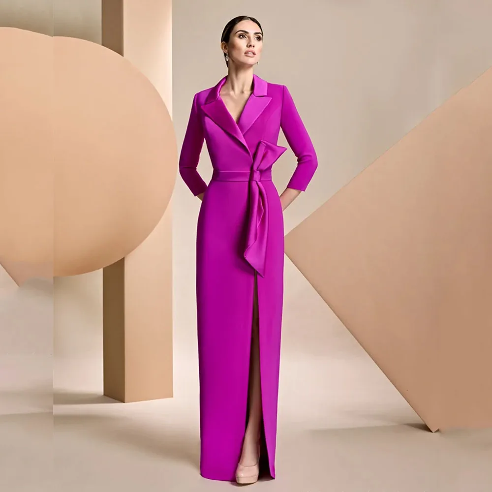 Elegant Mother of the Bride Dress For Wedding V Neck Floor Length Sheath 3/4 Sleeves With Bow Room Wedding Guest Gown
Elegant Mother of the Bride Dress For Wedding V Neck Floor Length Sheath 3/4 Sleeves With Bow Room Wedding Guest Gown