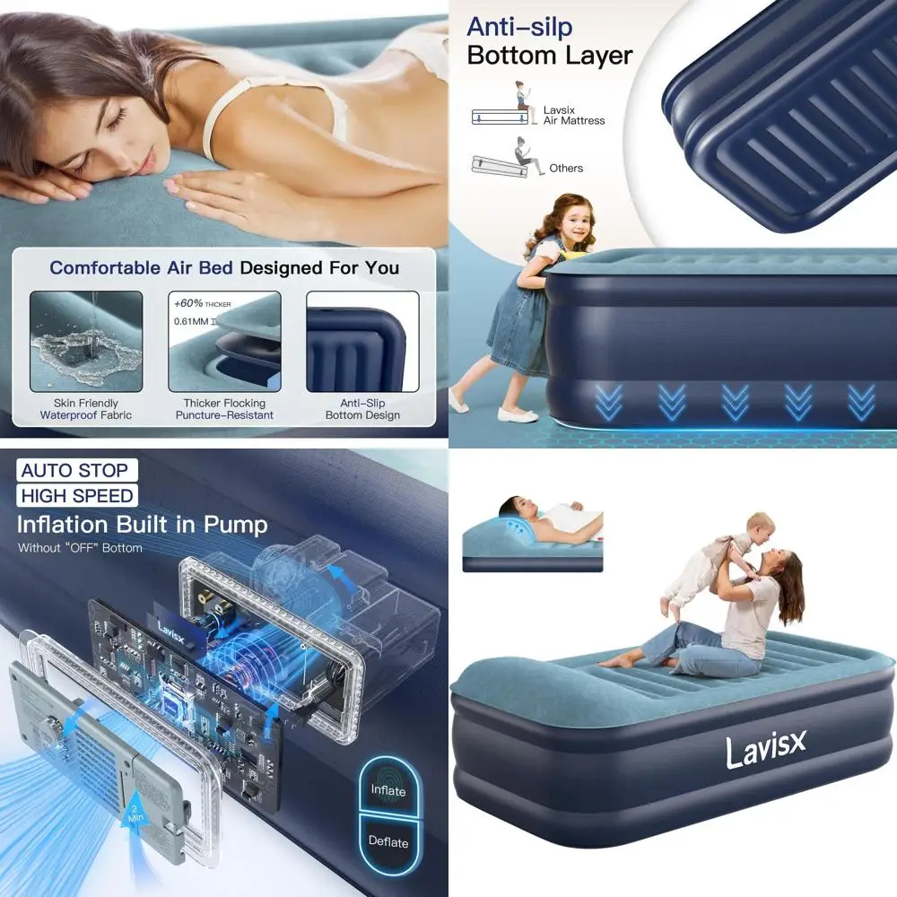 Роскошный двухместный надувной матрас с 20-дюймовой верхней частью подушки и автоматическим надувным насосом, 2-минутная быстрая установка
Роскошный двухместный надувной матрас с 20-дюймовой верхней частью подушки и автоматическим надувным насосом, 2-минутная быстрая установка