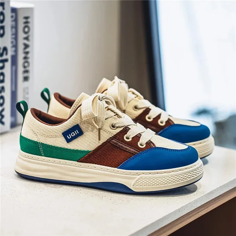 Мужские туфли для доски с цветными блоками, модные, наряд с допамином, универсальные, яркие летние повседневные парусиновые прогулочные туфли 
Мужские туфли для доски с цветными блоками, модные, наряд с допамином, универсальные, яркие летние повседневные парусиновые прогулочные туфли