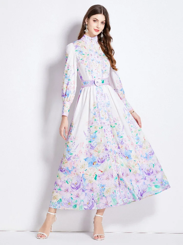 Casual Fashion Foral Oil Painting Long Dress for Women New Fashion Stand collar Long Sleeve Single-breasted Print Party Vestidos
Casual Fashion Foral Oil Painting Long Dress for Women New Fashion Stand collar Long Sleeve Single-breasted Print Party Vestidos