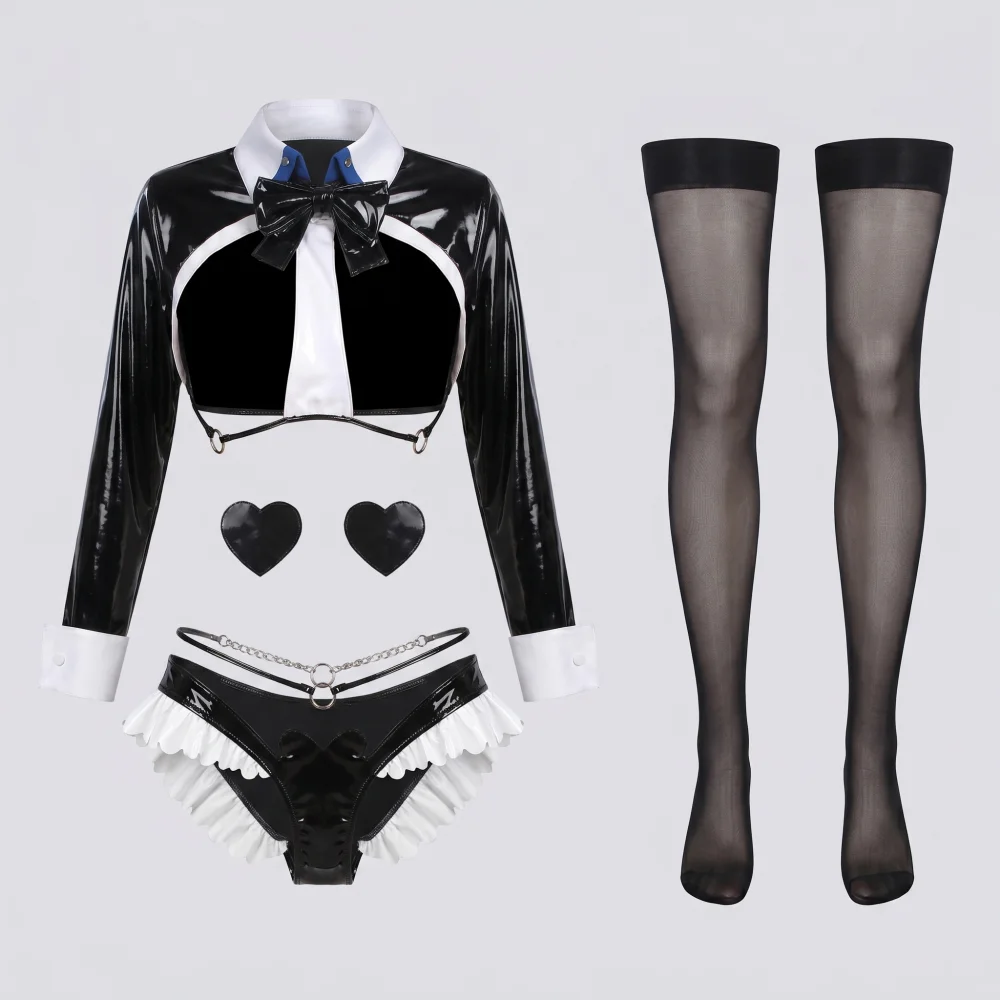 Amakano 2 Himiya Rei Bunny Girl Cosplay Patent Leather Lingerie Costume with Stockings & Pasties Anime Game Outfit for Women
Amakano 2 Himiya Rei Bunny Girl Cosplay Patent Leather Lingerie Costume with Stockings & Pasties Anime Game Outfit for Women