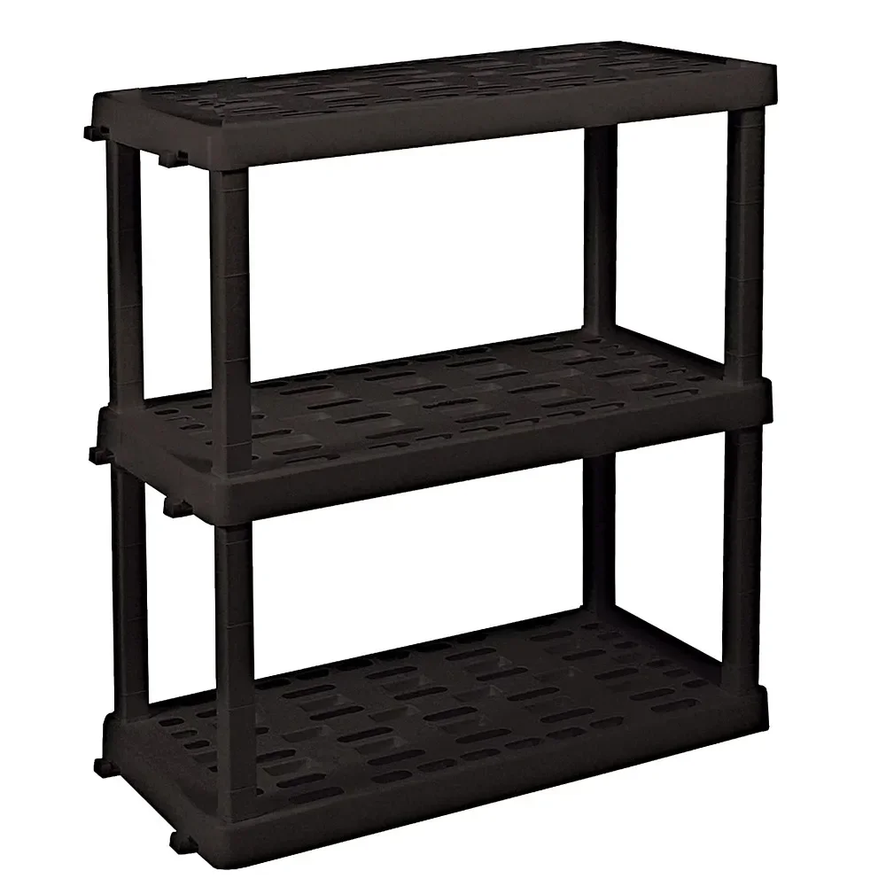 Hyper Tough Large 3-Tier Shelving Unit, W36 x D18 x H38" Interlocking Multipurpose Garage Plastic Shelf Organizer, Black
Hyper Tough Large 3-Tier Shelving Unit, W36 x D18 x H38" Interlocking Multipurpose Garage Plastic Shelf Organizer, Black