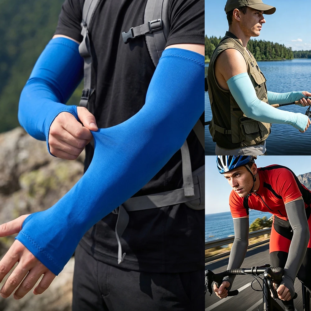 Cool Lycra extended fingerless arm sleeves, summer men's ice silk arm sleeves, women's UV protection sun protection arm sleeves
Cool Lycra extended fingerless arm sleeves, summer men's ice silk arm sleeves, women's UV protection sun protection arm sleeves