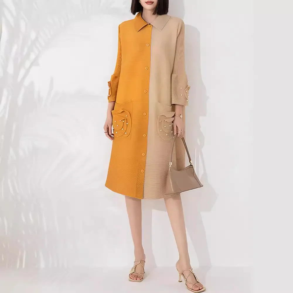 Pleats Pleated New Dress Women's 2024 Spring Colorblocking Beaded Lapel Loose Thin Temperament Elegant Cardigan Skirt Clothing
Pleats Pleated New Dress Women's 2024 Spring Colorblocking Beaded Lapel Loose Thin Temperament Elegant Cardigan Skirt Clothing