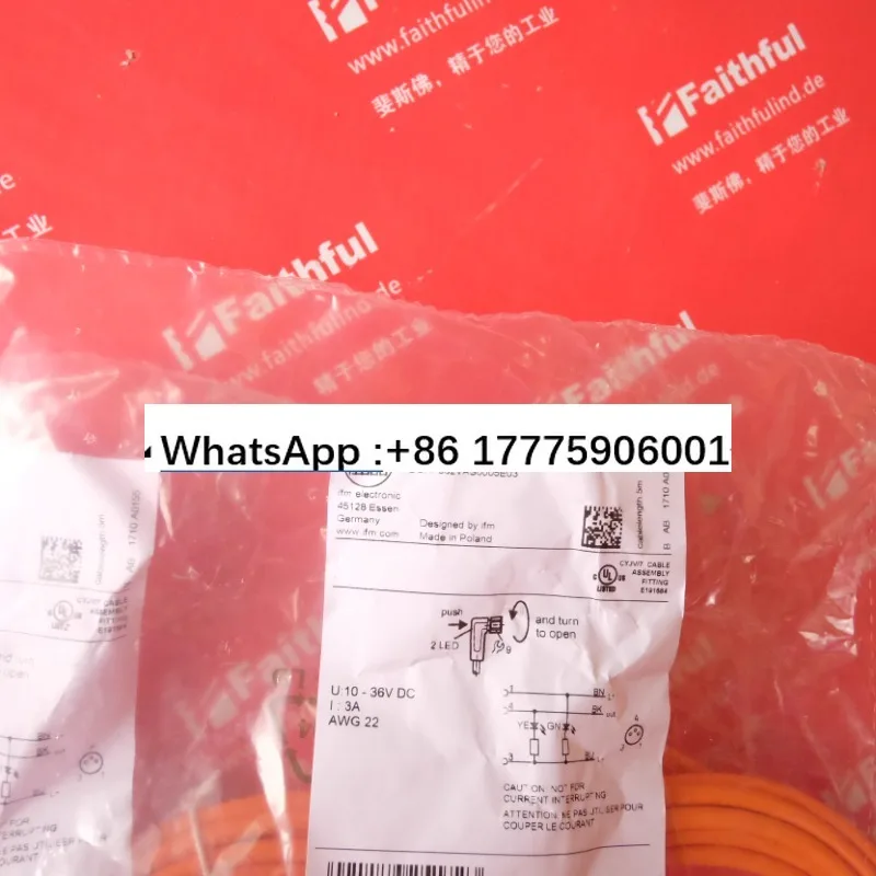 IFM EVT131 new connection cable ADOAF032VAS0005E03 M8 3-core 5-meter
IFM EVT131 new connection cable ADOAF032VAS0005E03 M8 3-core 5-meter
