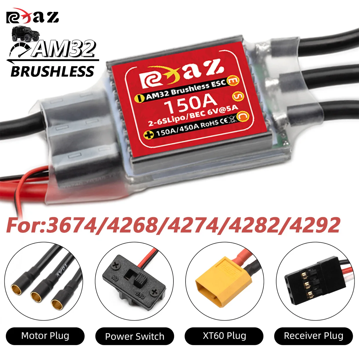 RCXAZ AM32 150A Водонепроницаемый ESC 1/7-1/8 Бесщеточный радиоуправляемый автомобиль для Arrma Kraton Traxxas X-Maxx 2s-6s Программируемый высокий номер
RCXAZ AM32 150A Водонепроницаемый ESC 1/7-1/8 Бесщеточный радиоуправляемый автомобиль для Arrma Kraton Traxxas X-Maxx 2s-6s Программируемый высокий номер