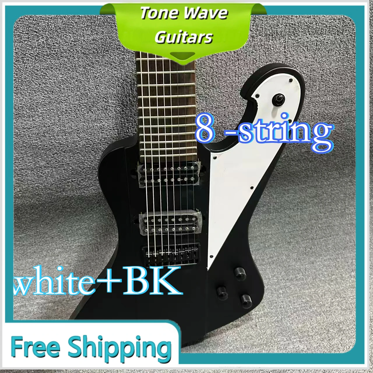 8 Strip Electric Guitar Black White Contrasting Reverse Bird Bass String Through Bridge Unisex Spot
8 Strip Electric Guitar Black White Contrasting Reverse Bird Bass String Through Bridge Unisex Spot
