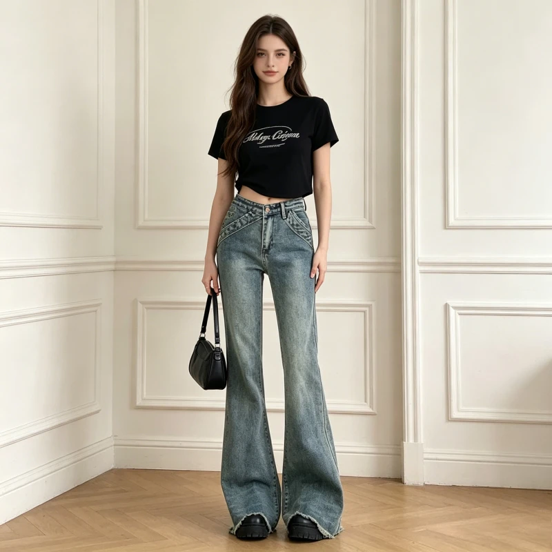 Bootcut Jeans Women Denim Pant Washed Distressed High Waist Trousers Raw Dege Full Length Y2k Streetwear Work Casual Summer 2026
Bootcut Jeans Women Denim Pant Washed Distressed High Waist Trousers Raw Dege Full Length Y2k Streetwear Work Casual Summer 2026