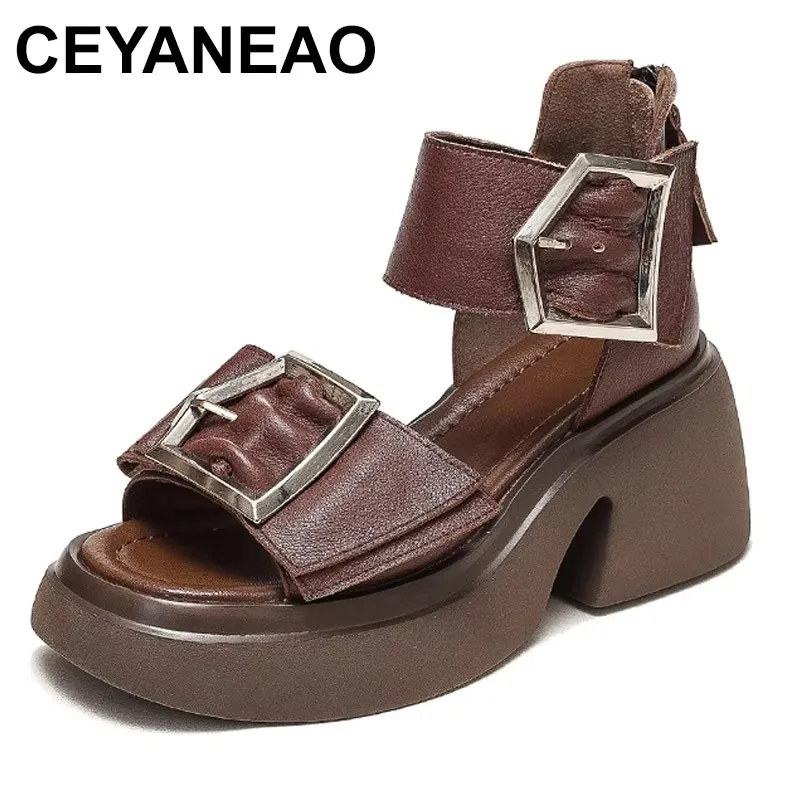 2025 Genuine Leather Peep Toe High Heel Sandals Women Summer New Retro Comfortable Breathable Thick Sole Shoes
2025 Genuine Leather Peep Toe High Heel Sandals Women Summer New Retro Comfortable Breathable Thick Sole Shoes