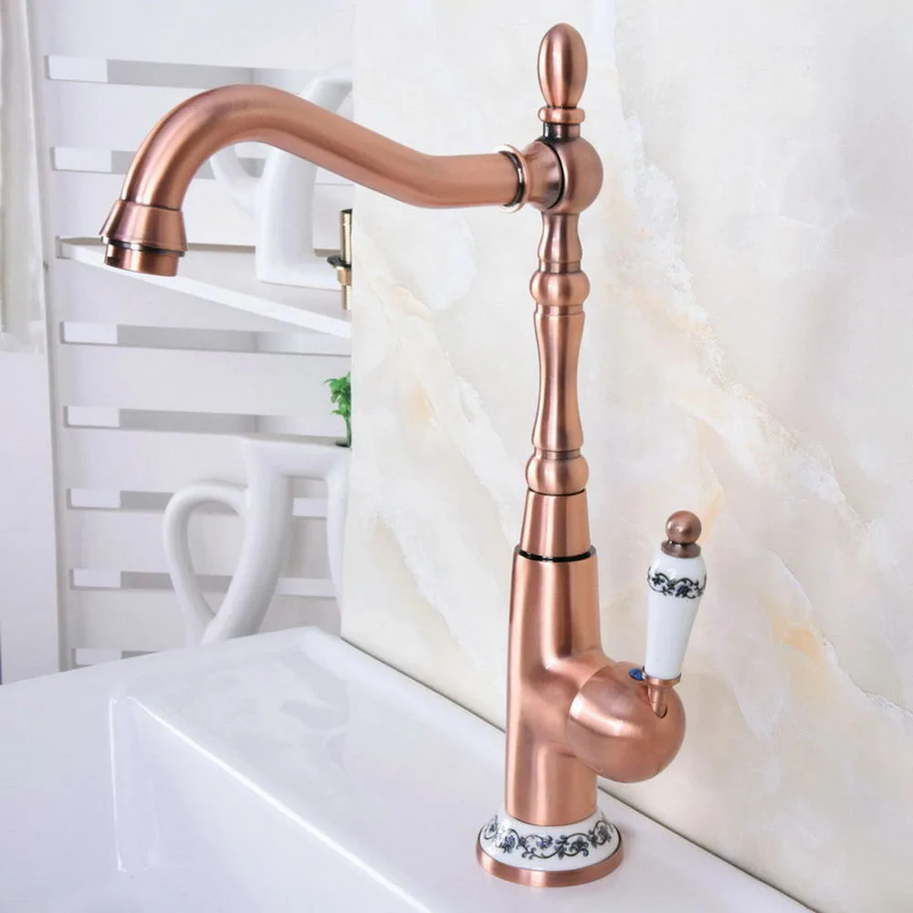 Antique Red Copper Deck Mount Bathroom Kitchen Faucet Single Handle 360 Rotate Basin Sink Mixer Taps Hot and Cold Water Bnf624
Antique Red Copper Deck Mount Bathroom Kitchen Faucet Single Handle 360 Rotate Basin Sink Mixer Taps Hot and Cold Water Bnf624