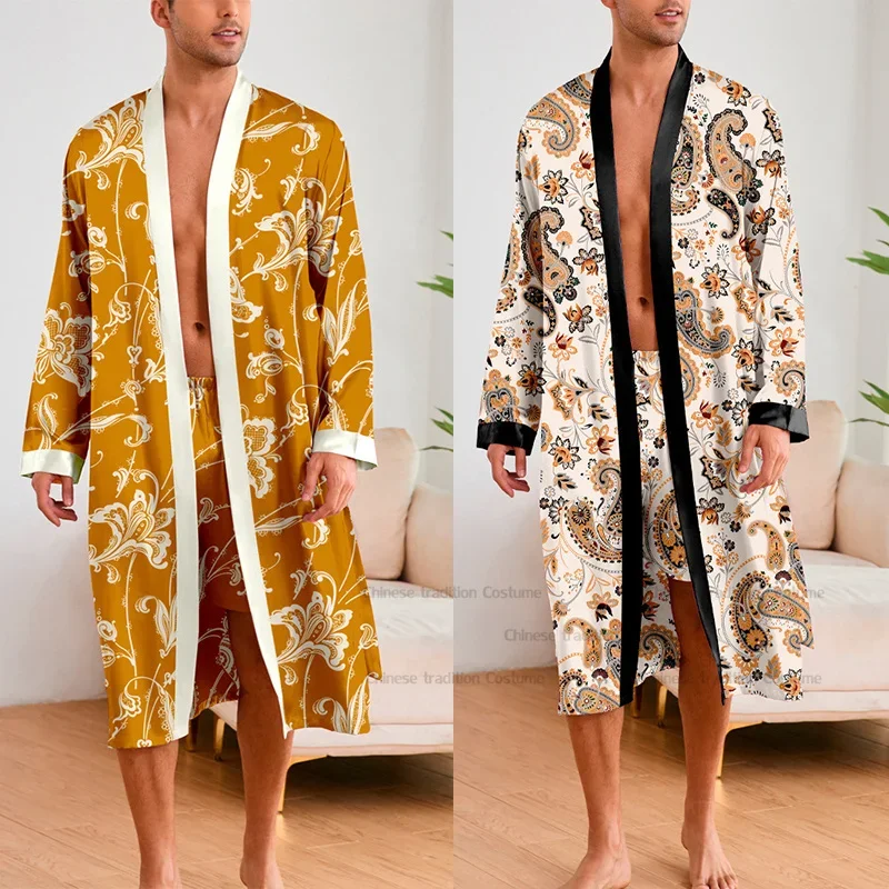 Satin Kimono Peignoir Homme Long Sleepwear Leopard Bathrobe Set Mens Sexy Sleepwear Men 2 Pieces Loungewear Home Dressing Gown
Satin Kimono Peignoir Homme Long Sleepwear Leopard Bathrobe Set Mens Sexy Sleepwear Men 2 Pieces Loungewear Home Dressing Gown