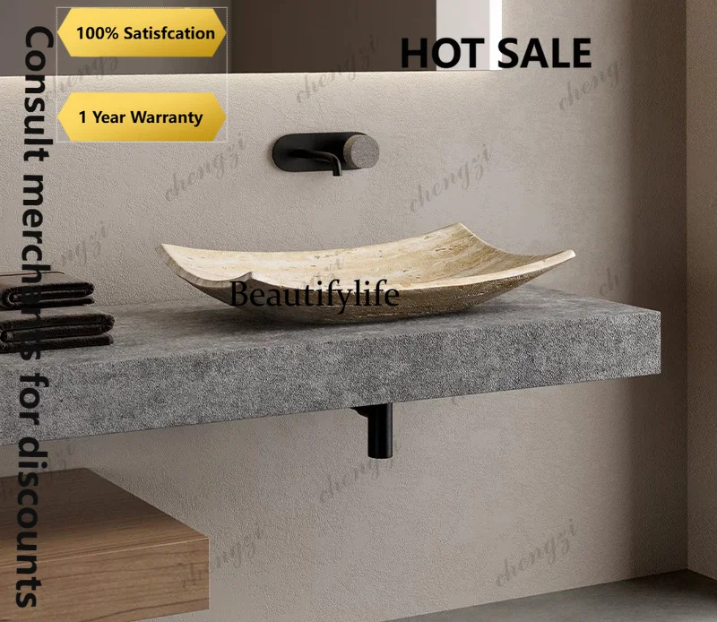 B73Italian minimalist travertine overhead basin and washbasin, designer high-end clubhouse creative art basin
B73Italian minimalist travertine overhead basin and washbasin, designer high-end clubhouse creative art basin