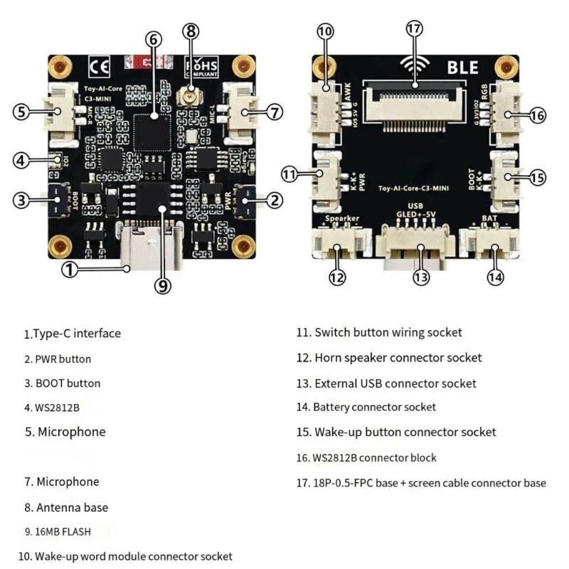 Модуль макетной платы голосового робота, голосовой чат, Wi-Fi, Bluetooth-совместимый 896C
Модуль макетной платы голосового робота, голосовой чат, Wi-Fi, Bluetooth-совместимый 896C
