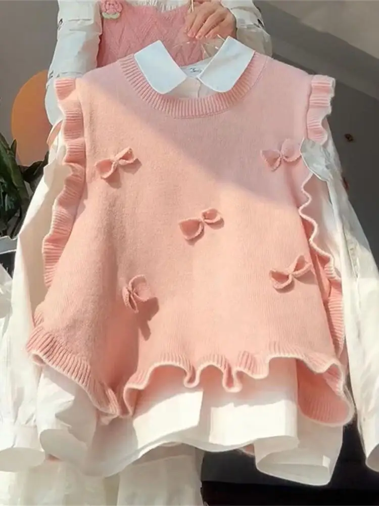 Autumn Winter Women's Knitted Loose Fit round Neck Vest Top White Shirt Layering Soft Cute Style Floral 3D Print Fashion Set
Autumn Winter Women's Knitted Loose Fit round Neck Vest Top White Shirt Layering Soft Cute Style Floral 3D Print Fashion Set