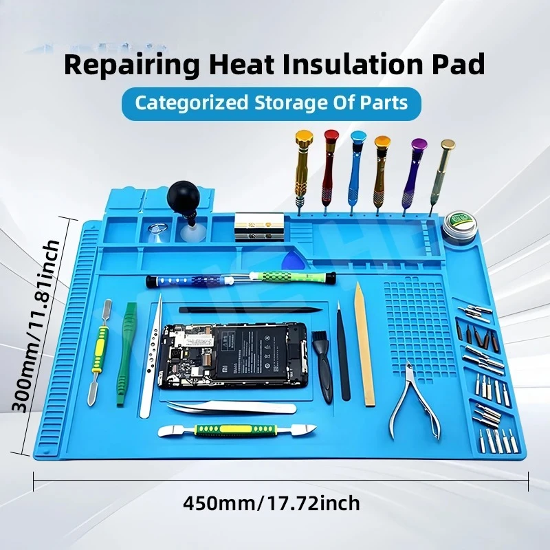 Профессиональный силиконовый коврик для ремонта телефонов, термостойкий, для пайки материнских плат и печатных плат, изоляционный, безопасный для рабочей станции, защита от электростатического разряда (ESD)
Профессиональный силиконовый коврик для ремонта телефонов, термостойкий, для пайки материнских плат и печатных плат, изоляционный, безопасный для рабочей станции, защита от электростатического разряда (ESD)
