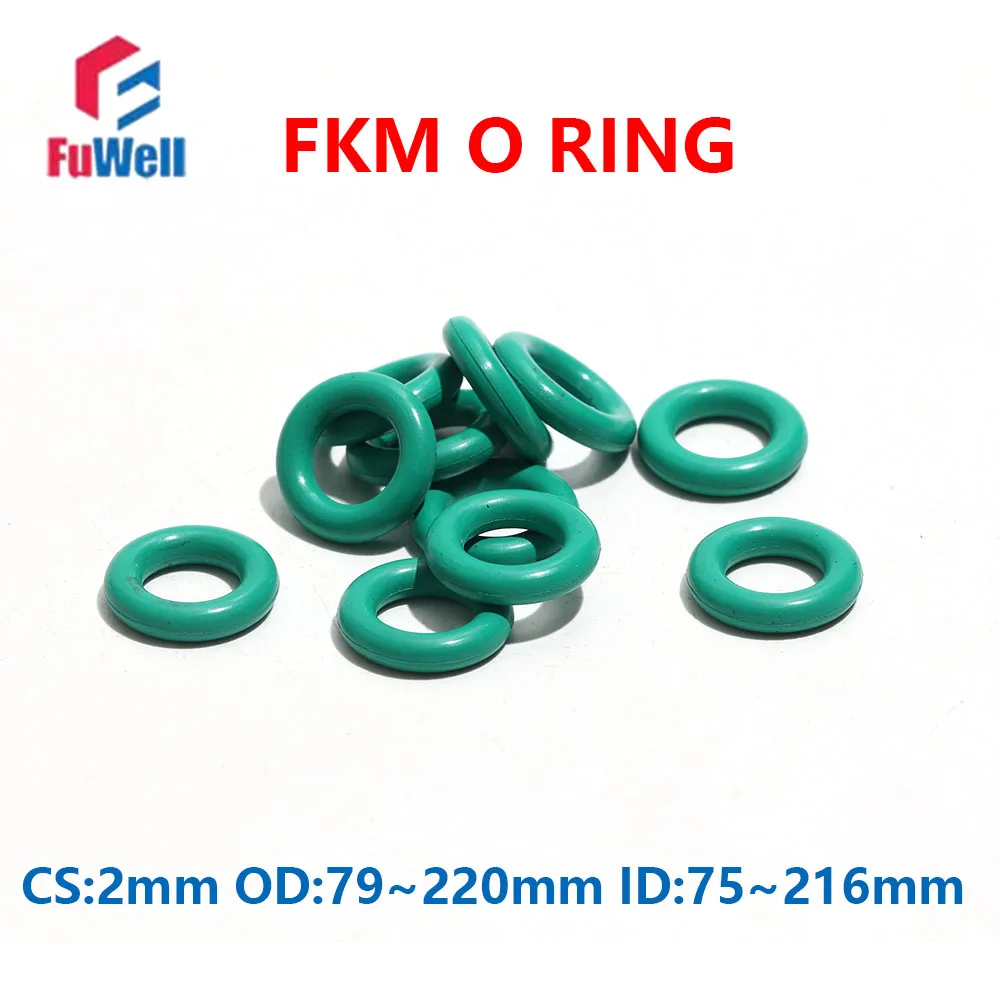 Fuwell 10/50pcs CS 2mm FKM Fluororubber O-Ring Sealing Ring Outer Diameter 79mm~220mm Green Seal Gasket corrosion/Heat Resistant
Fuwell 10/50pcs CS 2mm FKM Fluororubber O-Ring Sealing Ring Outer Diameter 79mm~220mm Green Seal Gasket corrosion/Heat Resistant