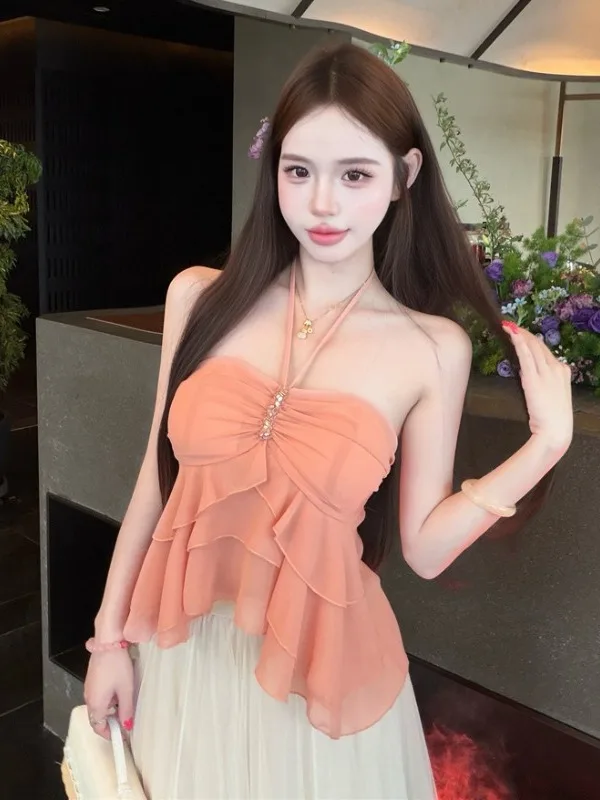 Elegant Pure Desire Women's Short Sleeveless Vest Top Summer New Twist Design Lace Chiffon Tube Top Neck Hanging Style
Elegant Pure Desire Women's Short Sleeveless Vest Top Summer New Twist Design Lace Chiffon Tube Top Neck Hanging Style