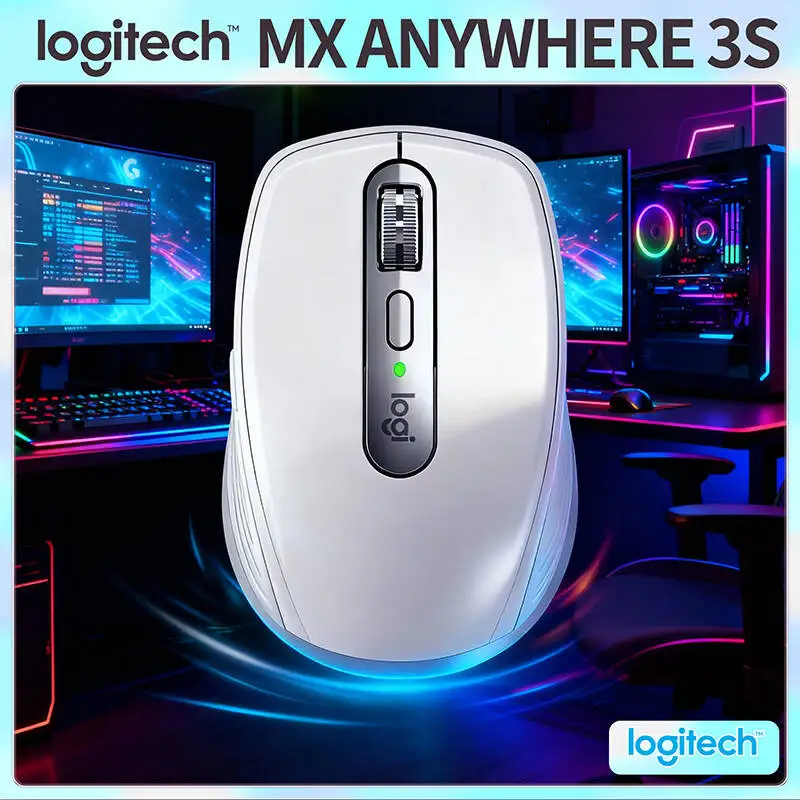 Logitech MX Anywhere 3S Wireless Mouse - 8000 DPI Glass Tracking, MagSpeed Wheel, Silent Buttons, Office Use