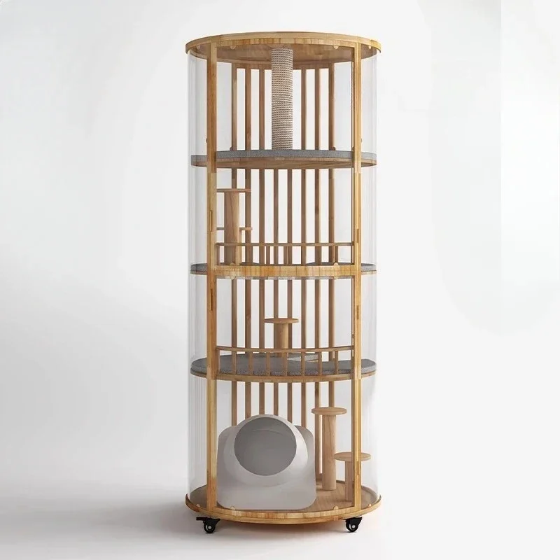 Large cylindrical cat villa 360 panoramic four-story movable cat house solid wood cat cage
Large cylindrical cat villa 360 panoramic four-story movable cat house solid wood cat cage
