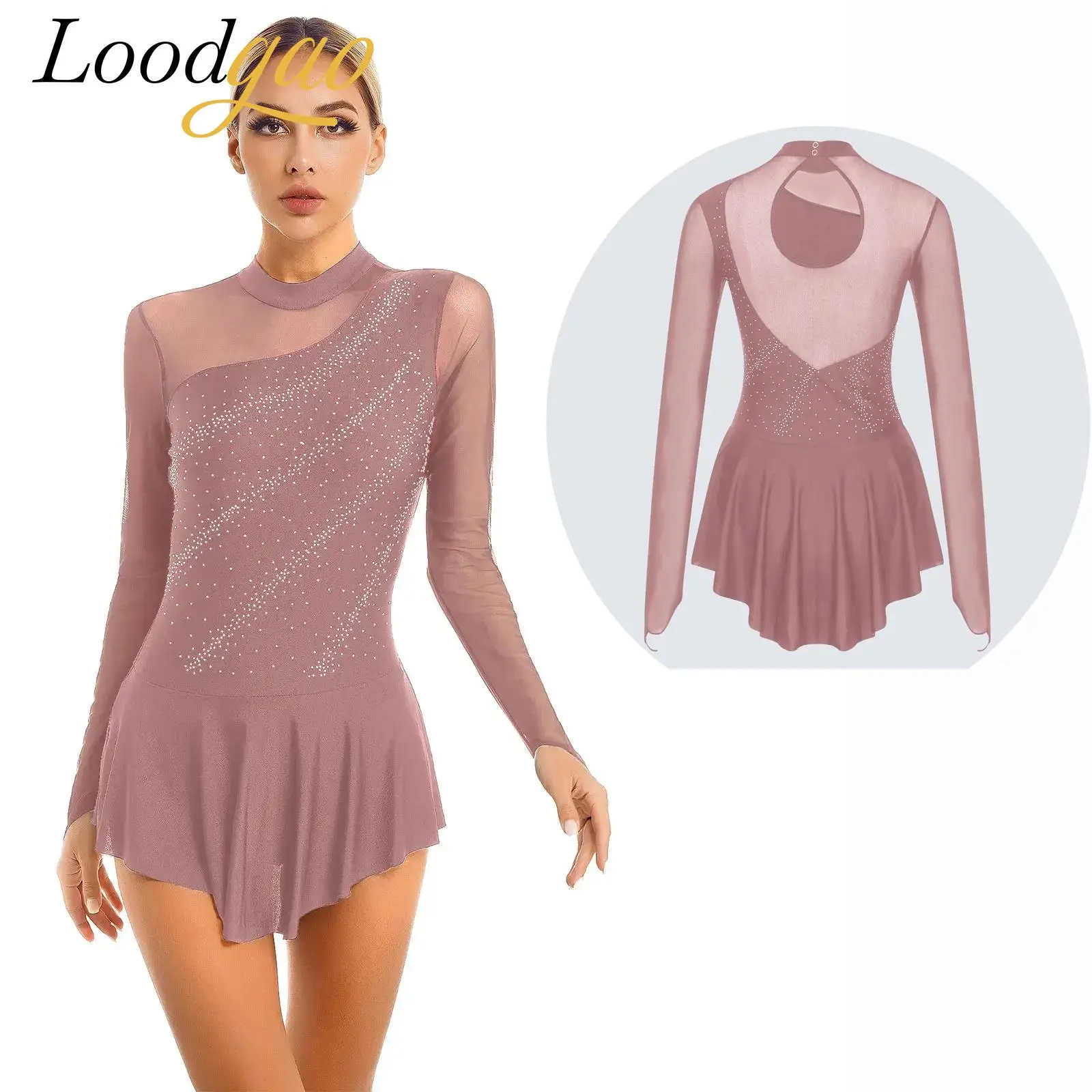 Ballet Dress Women's Long Sleeve Gymnastics Leotard Sheer Mesh Figure Skating Dress Dance Wear Rhinestone Ballerina Clothes
Ballet Dress Women's Long Sleeve Gymnastics Leotard Sheer Mesh Figure Skating Dress Dance Wear Rhinestone Ballerina Clothes