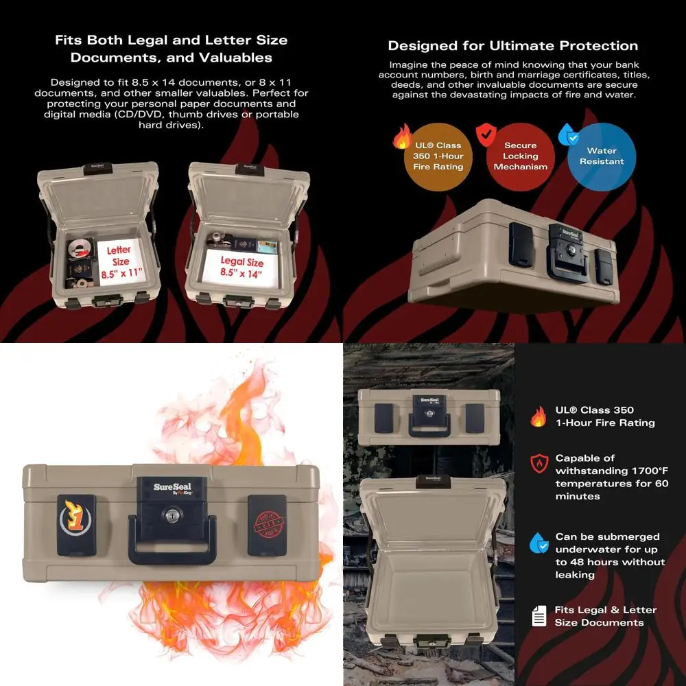 Огнестойкий сейф на 1 час, сертифицированный UL, водонепроницаемый на 100 часов, для дома, портативный, защитный, цвет тауп
Огнестойкий сейф на 1 час, сертифицированный UL, водонепроницаемый на 100 часов, для дома, портативный, защитный, цвет тауп