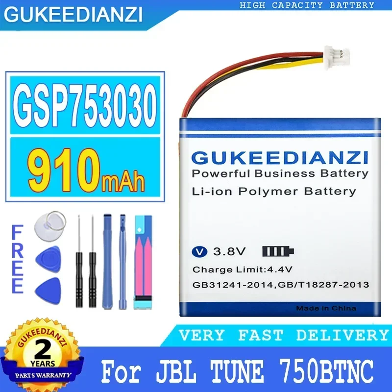 910mAh GUKEEDIANZI Battery GSP753030 For JBL TUNE 750BTNC Big Power Bateria
910mAh GUKEEDIANZI Battery GSP753030 For JBL TUNE 750BTNC Big Power Bateria