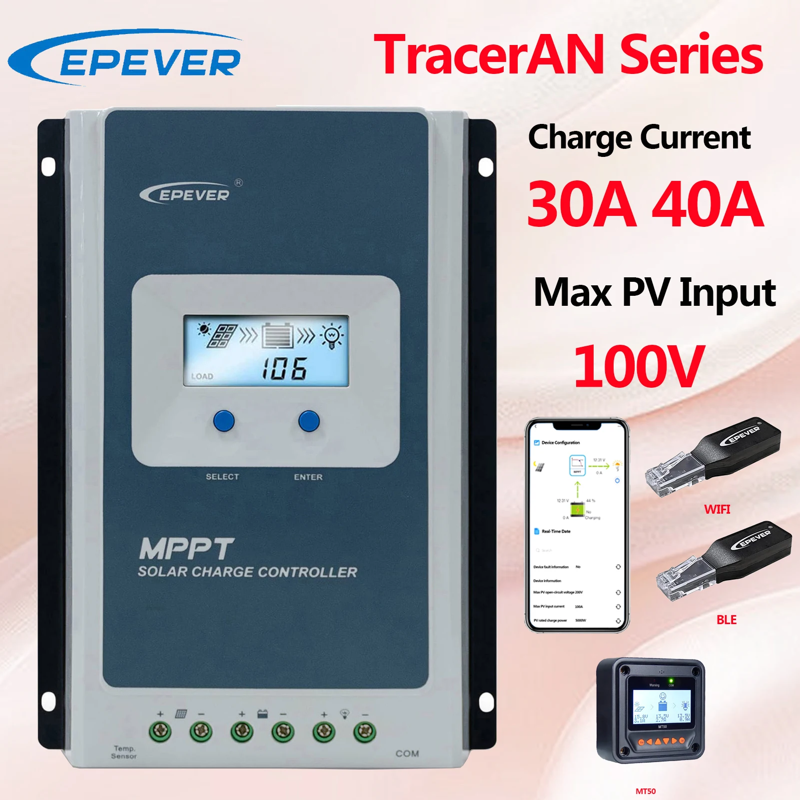 EPEVER Tracer3210AN Tracer4210AN 30A 40A MPPT Контроллер Макс. PV Вход 100 В Напряжение батареи Автоматическое определение 12 В/24 В
EPEVER Tracer3210AN Tracer4210AN 30A 40A MPPT Контроллер Макс. PV Вход 100 В Напряжение батареи Автоматическое определение 12 В/24 В