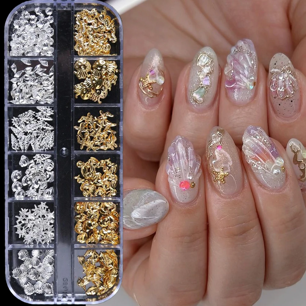 12 Grids Shell Starfish Ocean Theme Nail Art Rivet Golden Silver Seahorse, Jellyfish, Conch Nail Charms Y2k Summer Nail Supplies
12 Grids Shell Starfish Ocean Theme Nail Art Rivet Golden Silver Seahorse, Jellyfish, Conch Nail Charms Y2k Summer Nail Supplies