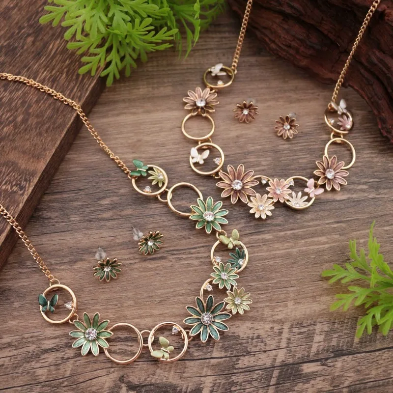 Bohemia Enamel Daisy Jewelry Set Multicolor Daisy Earrings Butterfly Necklace Adjustable Chain For Women Elegant Gift Set
Bohemia Enamel Daisy Jewelry Set Multicolor Daisy Earrings Butterfly Necklace Adjustable Chain For Women Elegant Gift Set