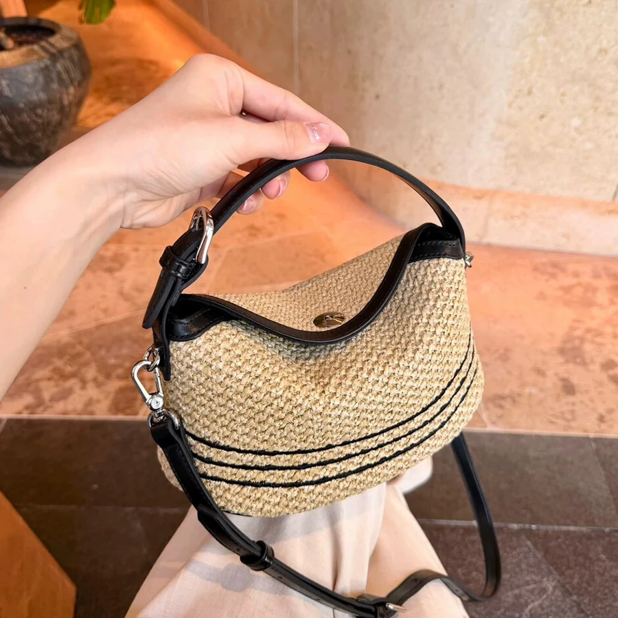 Summer Straw Braided Women Shoulder Bag Striped Beach Holiday Crossbody Small Handbag Single Strap Bags for Casual Outdoor Daily
Summer Straw Braided Women Shoulder Bag Striped Beach Holiday Crossbody Small Handbag Single Strap Bags for Casual Outdoor Daily