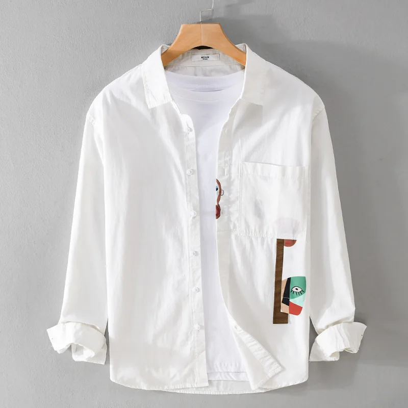 Spring Summer Preppy Style Men's Printed Patchwork Cotton 100% Long Sleeve Shirt For Men Casual Slim Fit Lapel Cardigan Clothes
Spring Summer Preppy Style Men's Printed Patchwork Cotton 100% Long Sleeve Shirt For Men Casual Slim Fit Lapel Cardigan Clothes