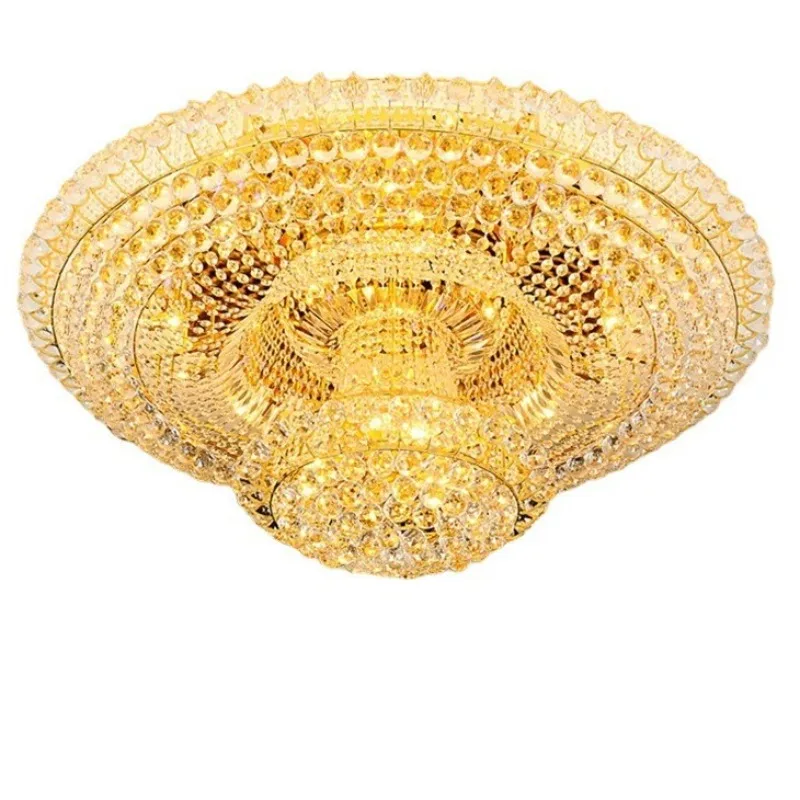 European luxury round atmosphere gold living room dining room crystal ceiling lamp
European luxury round atmosphere gold living room dining room crystal ceiling lamp