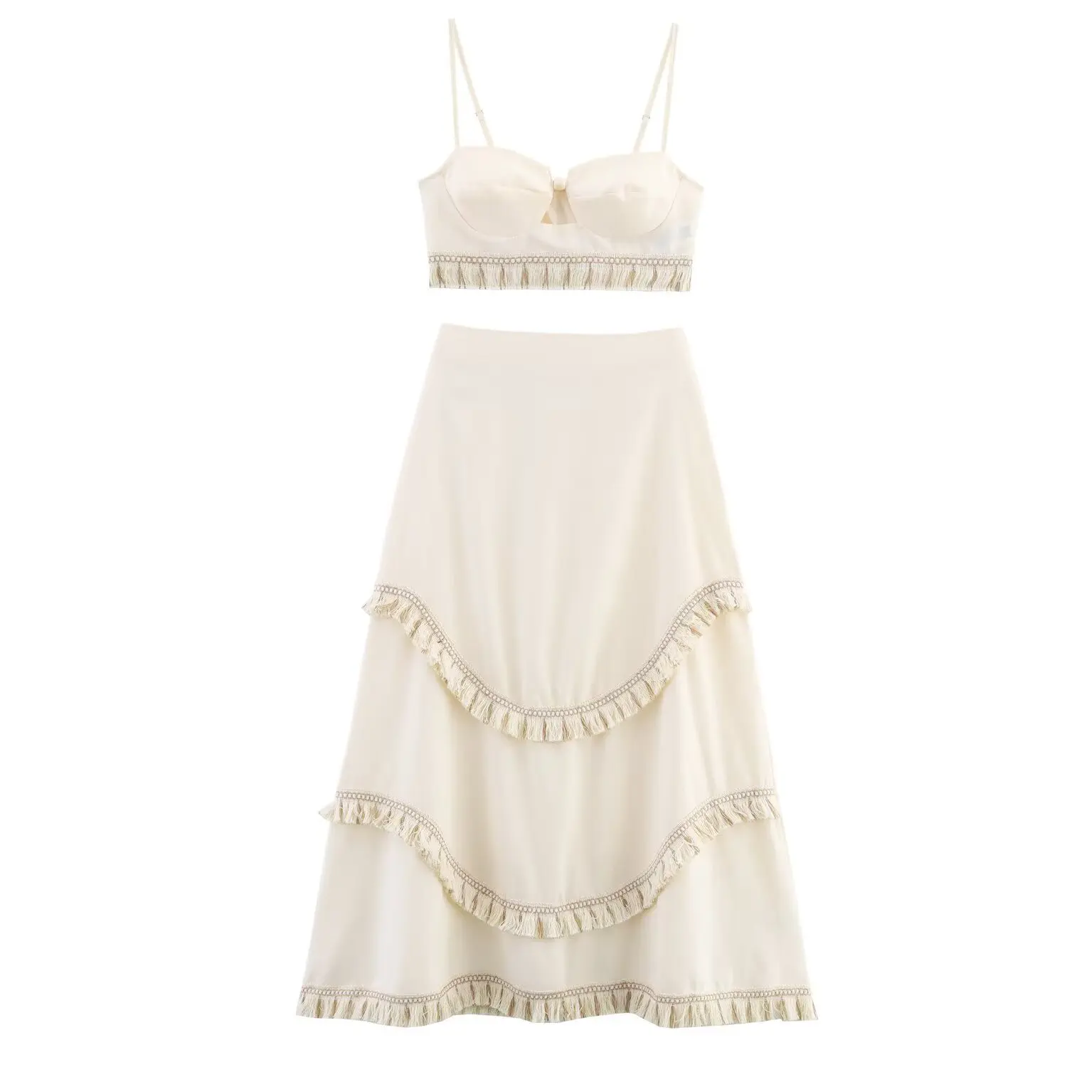 Women 2025 Summer New Product Fashion Tassel Short Strap+Stacked Decorative Half Skirt Two Piece Set Mujer
Women 2025 Summer New Product Fashion Tassel Short Strap+Stacked Decorative Half Skirt Two Piece Set Mujer