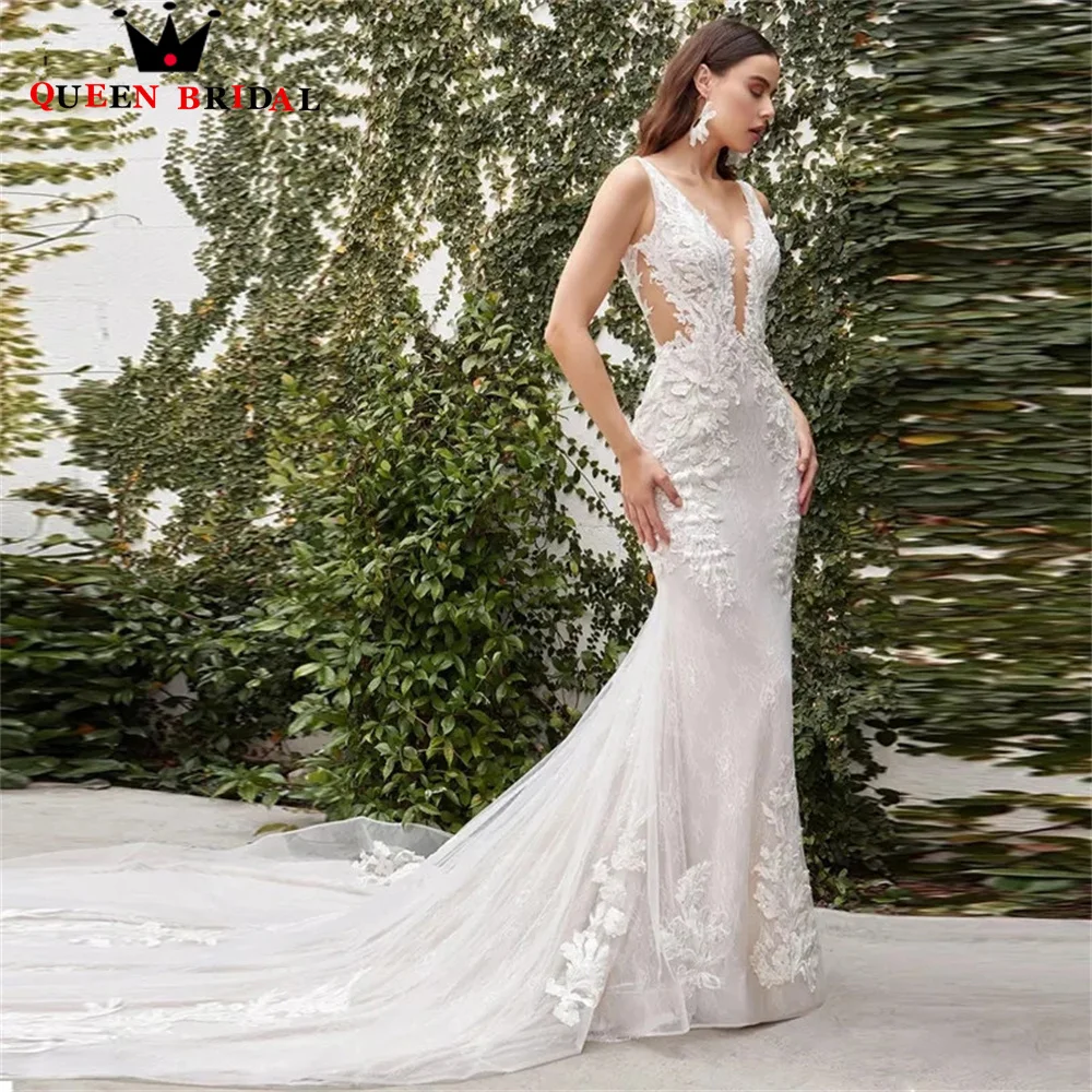 Sexy Wedding Dress Mermaid V-nec Open Back Tulle Lace Appliques 2023 New Design Bridal Gowns Custom Size MK02
Sexy Wedding Dress Mermaid V-nec Open Back Tulle Lace Appliques 2023 New Design Bridal Gowns Custom Size MK02