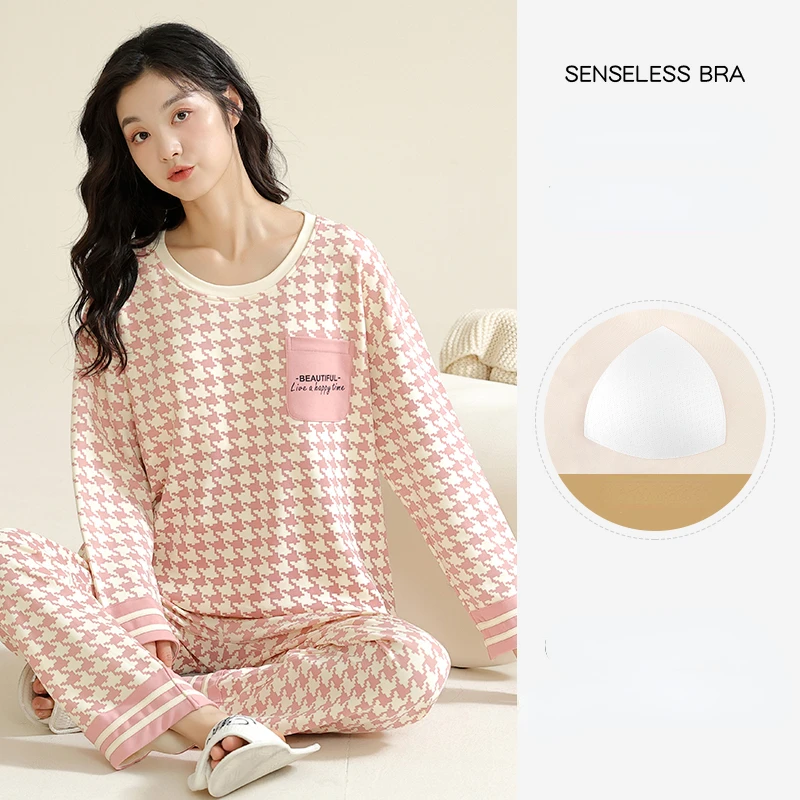 Cotton Sleepwear Spring Autumn Chest Pads Long Sleeve Pullover Pants Pajama Sets Homewear Kawaii Clothees Loungewear Two Piece
Cotton Sleepwear Spring Autumn Chest Pads Long Sleeve Pullover Pants Pajama Sets Homewear Kawaii Clothees Loungewear Two Piece