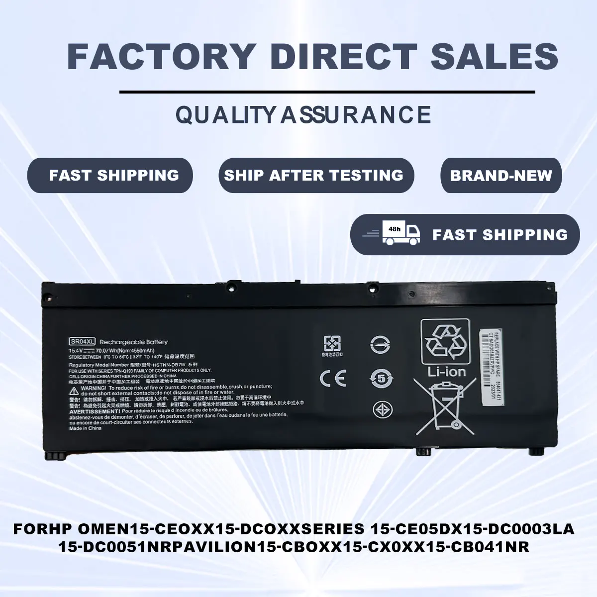 SR04XL Laptop Battery for HP OMEN 15-CE 15-CB 15-CE015DX 15-CB014ur TPN-Q193 TPN-Q194 TPN-C133 HSTNN-DB7W 917724-855
SR04XL Laptop Battery for HP OMEN 15-CE 15-CB 15-CE015DX 15-CB014ur TPN-Q193 TPN-Q194 TPN-C133 HSTNN-DB7W 917724-855