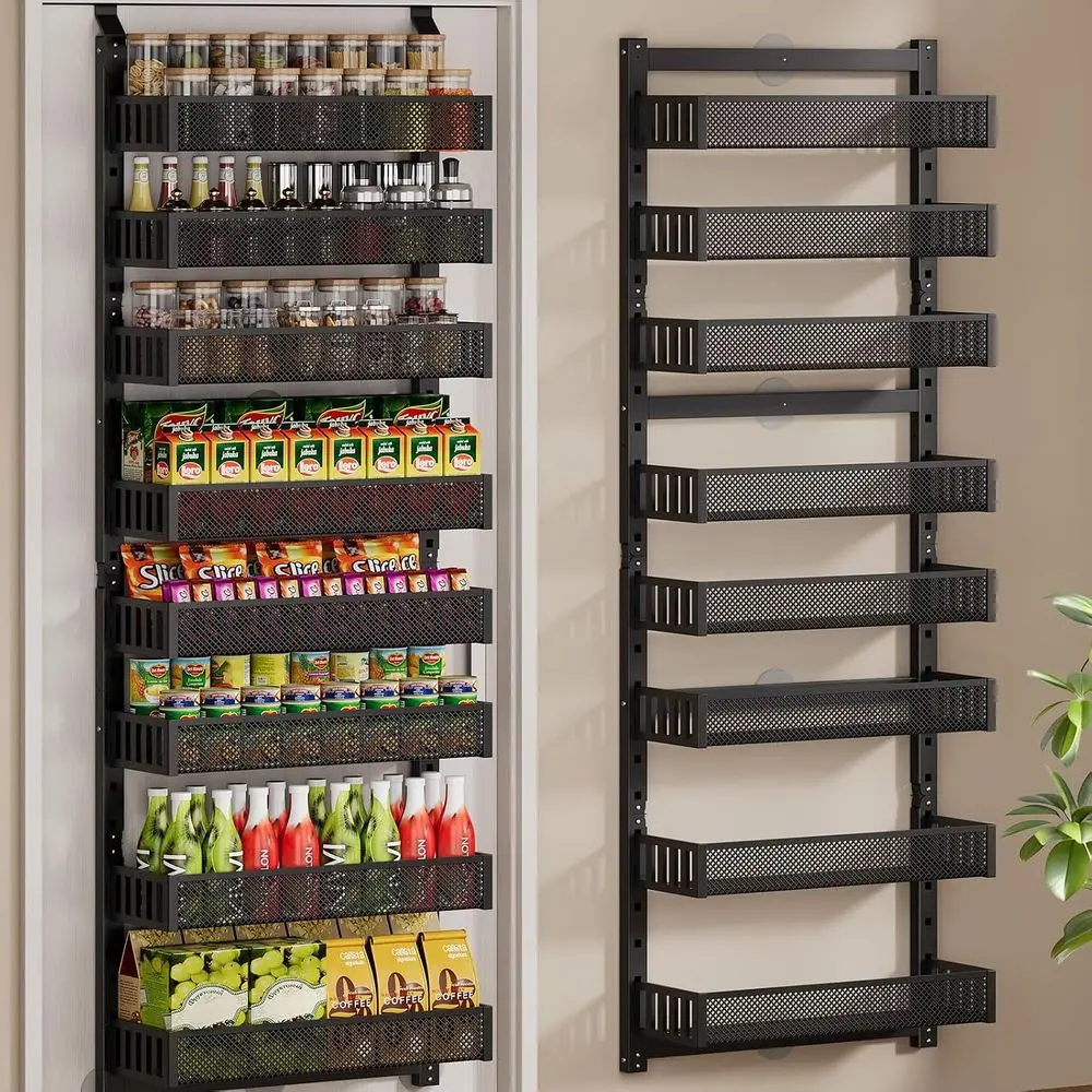 8-Tier Over the Door Pantry Organizer, 2 IN 1 Wall Mount or Hanging Spice Rack with Adjustable Raised Basket, Heavy Duty Back o
8-Tier Over the Door Pantry Organizer, 2 IN 1 Wall Mount or Hanging Spice Rack with Adjustable Raised Basket, Heavy Duty Back o