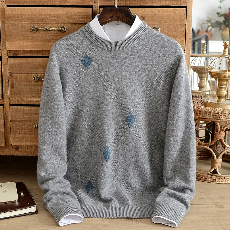 Winter new cashmere sweater men's round neck jacquard loose sweater thickened pure cashmere pullover sweater fashion diamond
Winter new cashmere sweater men's round neck jacquard loose sweater thickened pure cashmere pullover sweater fashion diamond