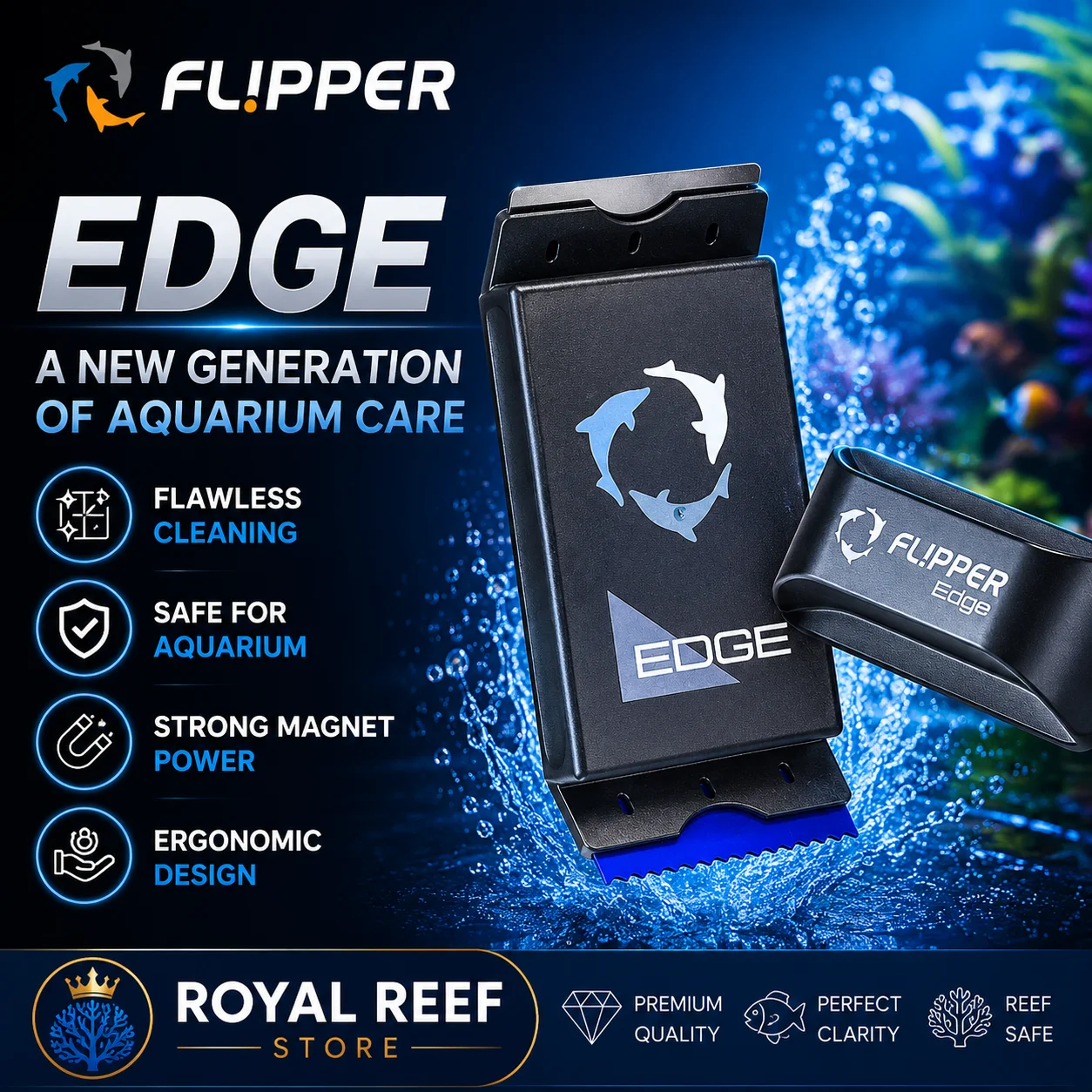 Flipper Edge Standard Max Magnetic Algae Scraper Dual Blades Floating Cleaner Glass Acrylic Reef Fish Tank
Flipper Edge Standard Max Magnetic Algae Scraper Dual Blades Floating Cleaner Glass Acrylic Reef Fish Tank