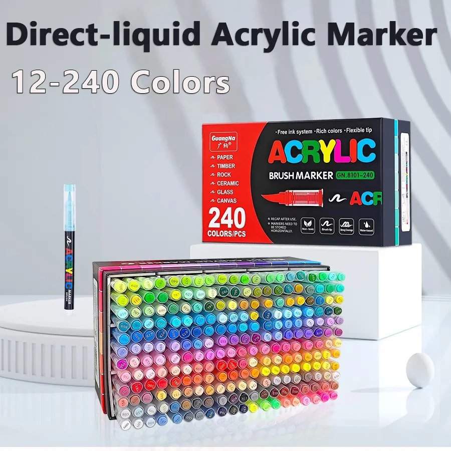 12-240 Colors Direct-liquid Acrylic Marker Paint Brush Marker Pens for Rock Painting Stone Ceramic Glass Stationery Art Supplies
12-240 Colors Direct-liquid Acrylic Marker Paint Brush Marker Pens for Rock Painting Stone Ceramic Glass Stationery Art Supplies