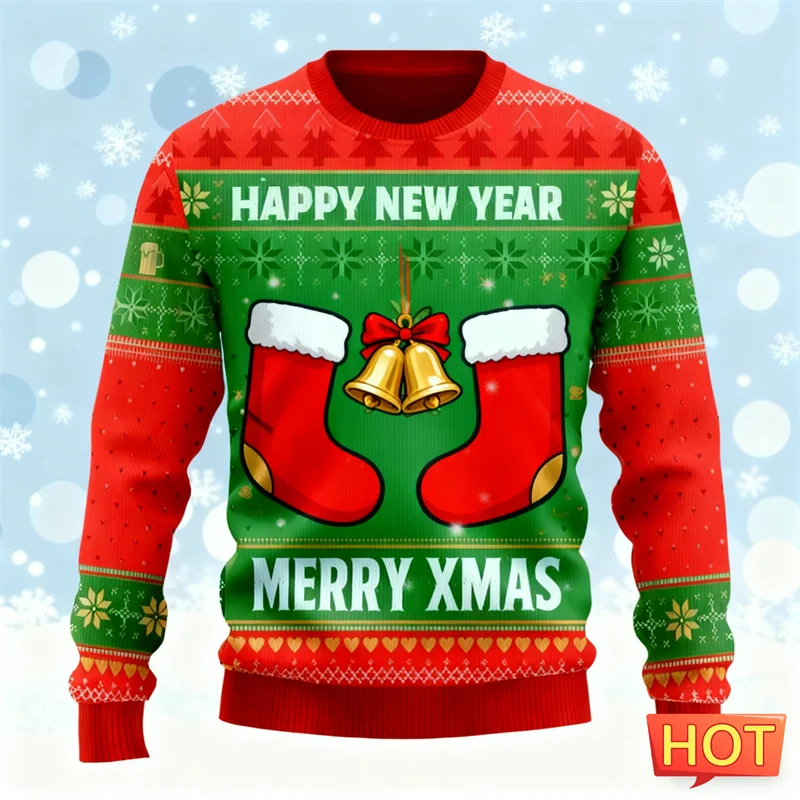 Модный рождественский уродливый свитер для мужчин, простая праздничная одежда, толстовки с круглым вырезом с 3D принтом, повседневные рождественские пуловеры большого размера
Модный рождественский уродливый свитер для мужчин, простая праздничная одежда, толстовки с круглым вырезом с 3D принтом, повседневные рождественские пуловеры большого размера