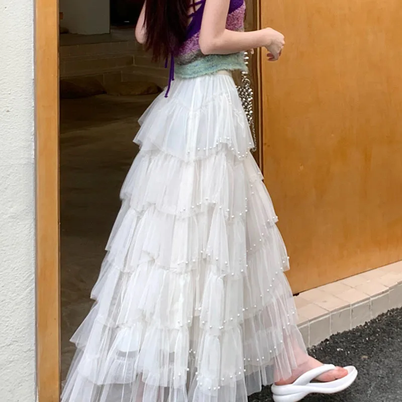 Spring High-Waisted Solid Color Pearl Ruffle Edge Patchwork Cake Skirt Sequin A- Line Mini Dress Long Dress For Women
Spring High-Waisted Solid Color Pearl Ruffle Edge Patchwork Cake Skirt Sequin A- Line Mini Dress Long Dress For Women