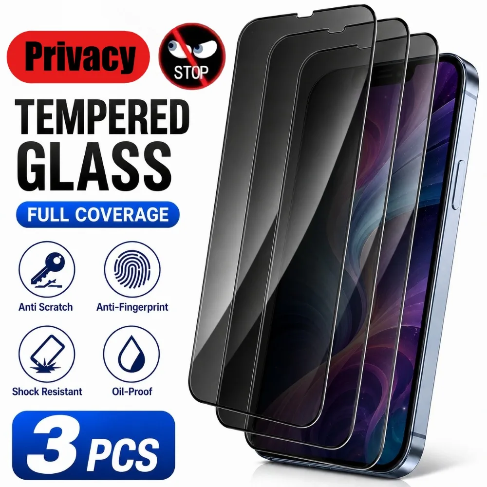 3Pcs Anti Spy Full Screen Protector for iPhone17/16/15/14/Pro Max/Air/17e/16e/Tempered Glass for iPhone 15/14/Plus/13/12/11/Pro
3Pcs Anti Spy Full Screen Protector for iPhone17/16/15/14/Pro Max/Air/17e/16e/Tempered Glass for iPhone 15/14/Plus/13/12/11/Pro