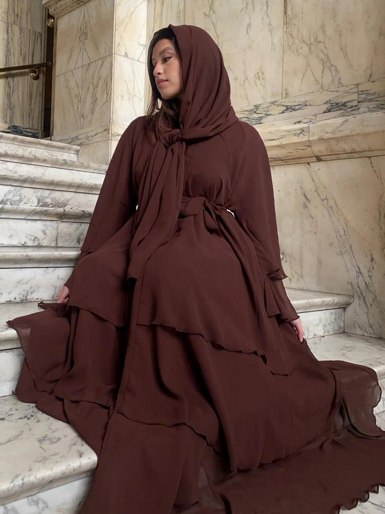 Eid Muslim Abaya for Women Chiffon 3 Layers Cake Party Cardigan Robe Jalabiya Dresses Ramadan Morocco Abayas Kaftan Vestidos
Eid Muslim Abaya for Women Chiffon 3 Layers Cake Party Cardigan Robe Jalabiya Dresses Ramadan Morocco Abayas Kaftan Vestidos
