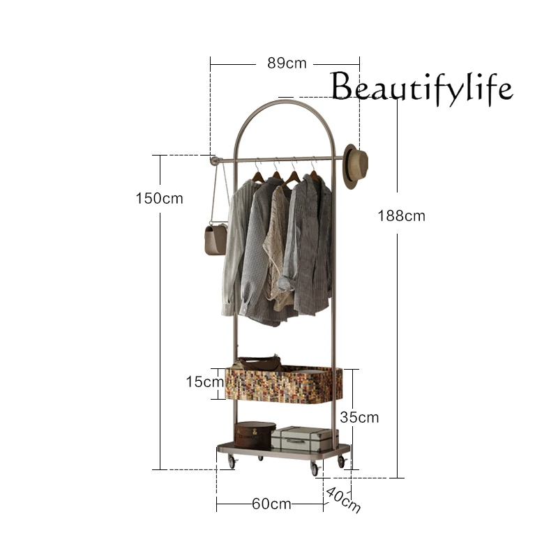 Art removable coat rack with basket light luxury stainless steel bedroom living room home entrance flooring
Art removable coat rack with basket light luxury stainless steel bedroom living room home entrance flooring